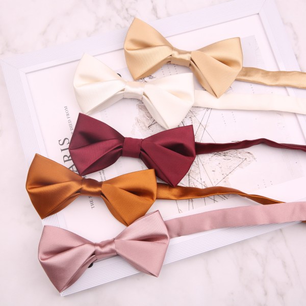 5 Pieces of Groom's Best Man Solid Bow Tie for Men's Wedding