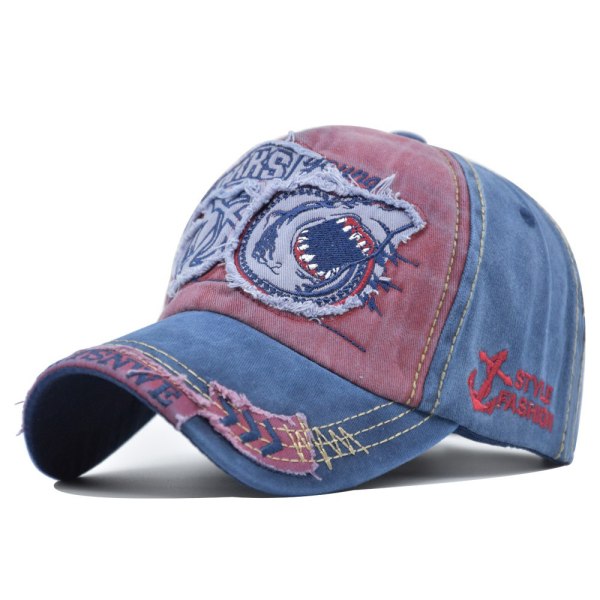 Justerbar Baseball Cap Herre Sol Cap Pustende Golf Cap Vintage Jeans Cap Brodert Hip-hop Truck Cap (rød)