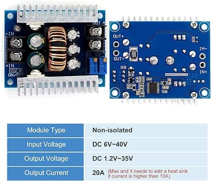 Strømforsyningsmodul 20A DC-DC 6V-40V til 1.2V-35V Trin-ned Buck