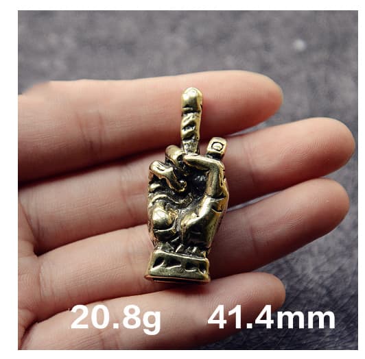 Messing Langfinger Figur Mini Ornament Lille Skulptur Skrivebord