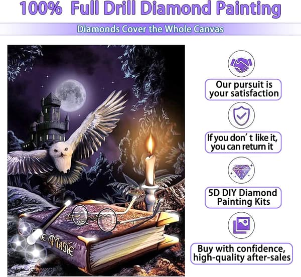 Diamantmålningssats, Magic Eagle DIY 5D Full Diamond Art, Suita