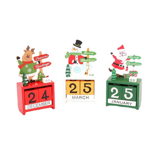 3 st julkalenderdekorationer i trä, julklapp