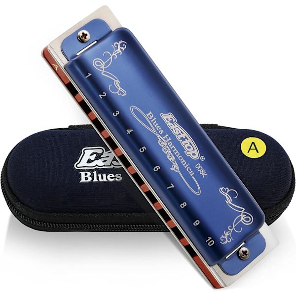 Oriental Ding 10-hulls Blå Blues Munnspill Musikk Instrument f