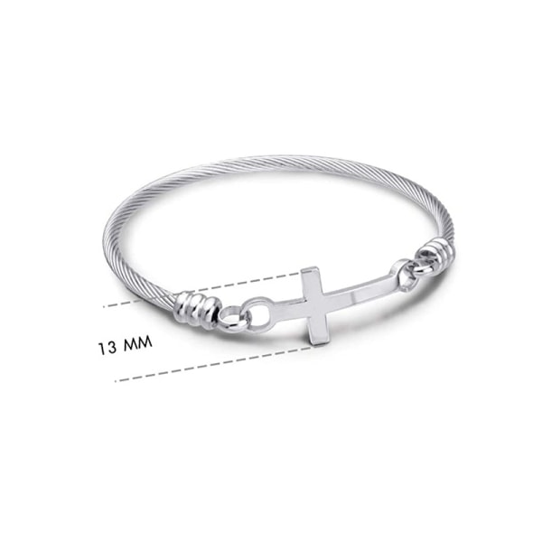Rustfrit stål side horisontal lateral tvær snoet kabel armbånd