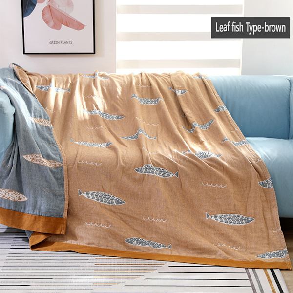 5 lager av gasväv supermjuk bohemisk andningsbar sängfilt Brown 150*200cm