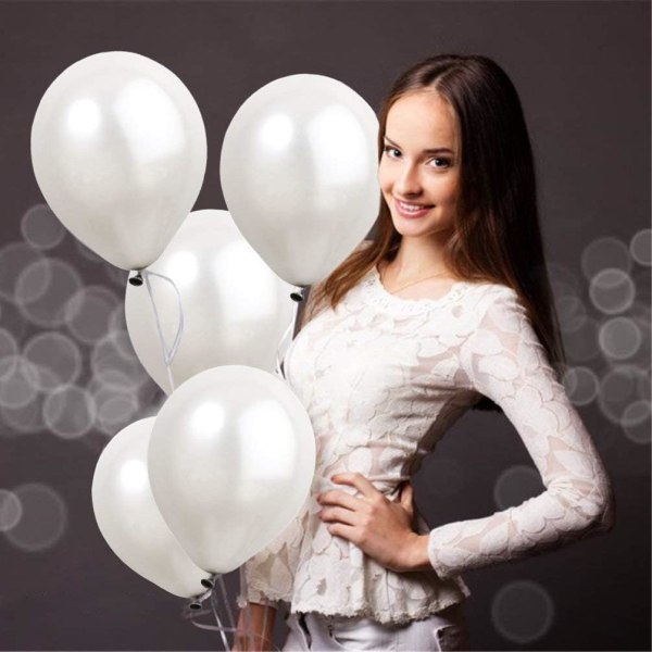 100st vit latexballonger - 10" vita ballonger - vit helium