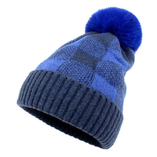 Damer Vinter Varm Lue Retro Rutete Ull Lue