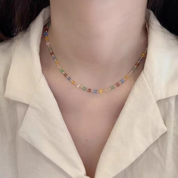 Färg kristall halsband kvinnors high-end förnuftig charm nyckelbenet