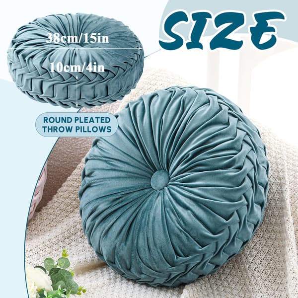 Rund sammetskudde, soffa säng sovrum dekorativ prydnadskudde för soffa heminredning (38cm)