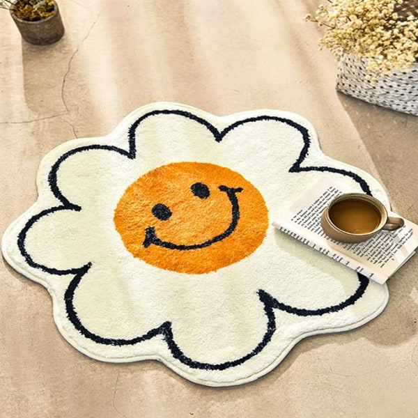 Cute Bath Mat Smiling Face Mat Sunflower Bathroom Rug Bathroom D