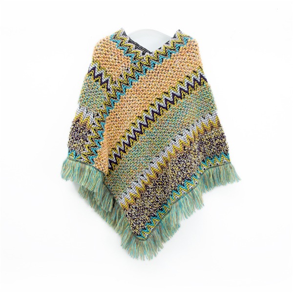 Ponchos för Kvinnor, Damponchos och Sjal Winter Retro Snygg Poncho Sjal för Kvinnor - gulgrön
