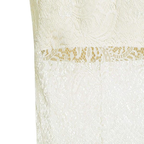 Elegant rundhalset kjole med blondeprint til kvinder - Hvid XXXL