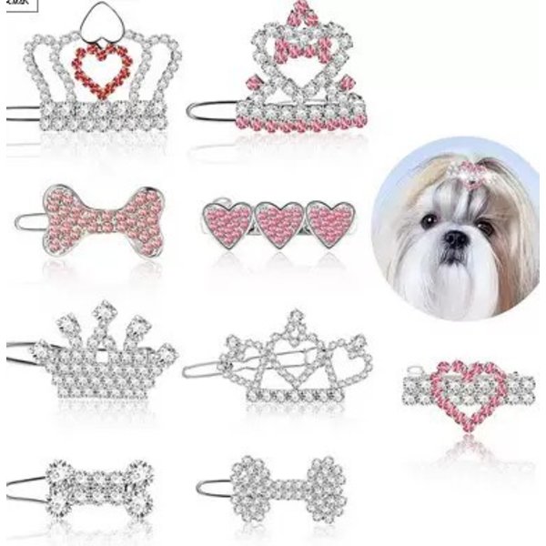 9 KPL Rhinestone Koiran Hiustarvikkeet Pentu Kruunu Barrette