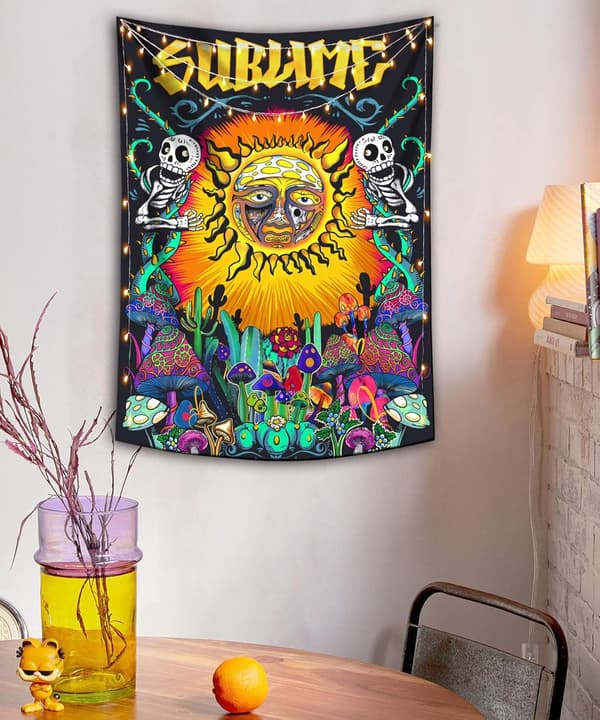 Trippy Sublime Sol Tapethæng, Farverig Vertikal Hipp
