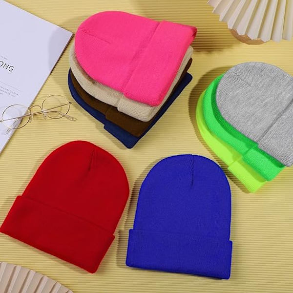 8 stk. hatte strikkede huer til mænd og kvinder pullover caps candy c