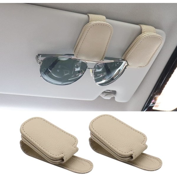 2 Pack Bil Solskydd Solglasögon Hållare, Magnetic Leather Car Gla