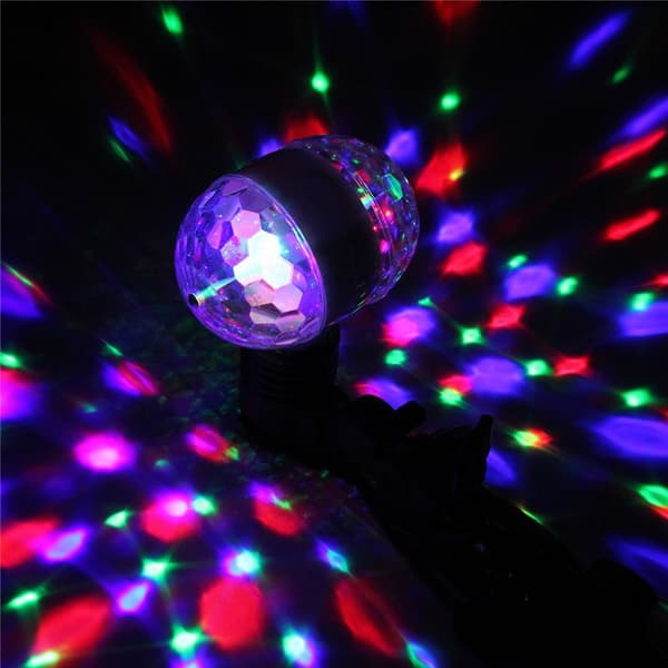 2 stk 6W E27 LED RGB dobbel krystallkule roterende pærer
