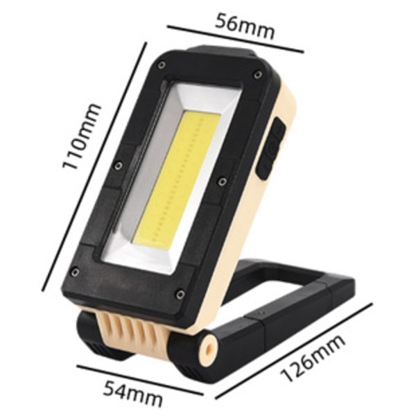 Svingbar genopladelig LED og COB arbejdslampe med Type-C, bærbar
