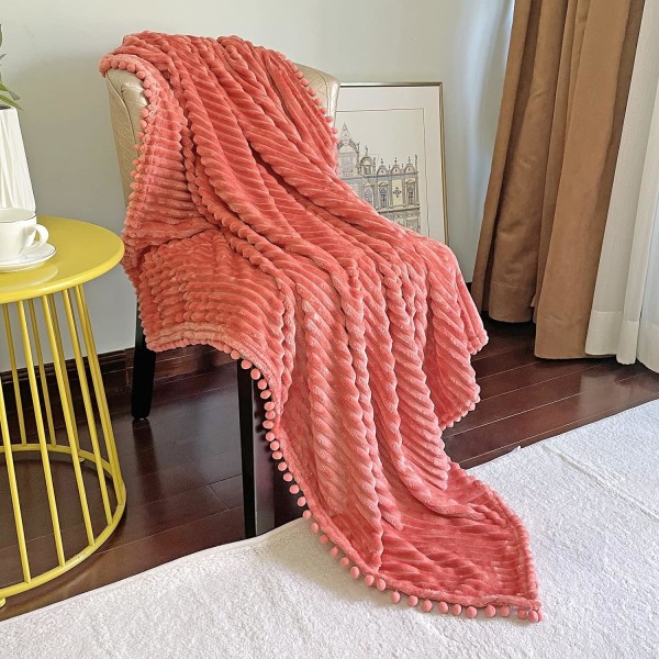 Fleece Blanket Twin Size - 20"x23", Coral - Soft, Fluffy, Fluffy