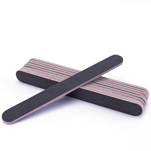 10 Professionelle Dobbeltsidede Neglefile 100/180 Matte Sort Diam