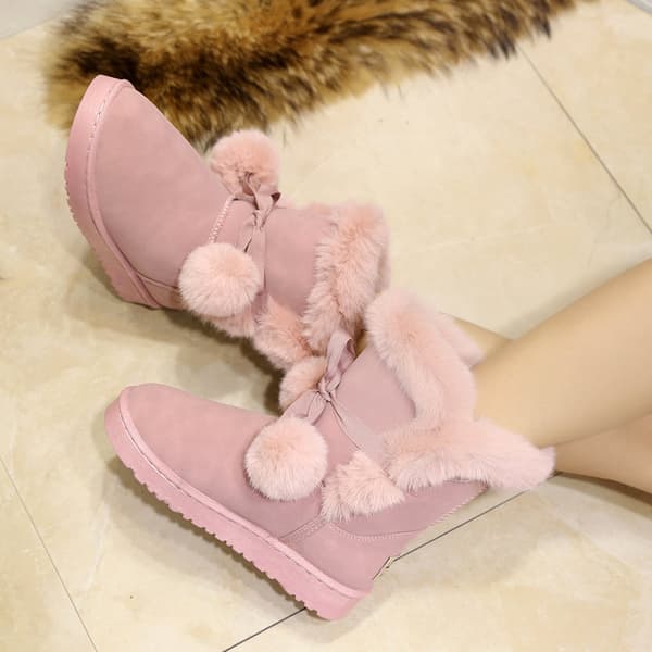 Damskor med vaddering, mid-calf, snöboots - Rosa 41