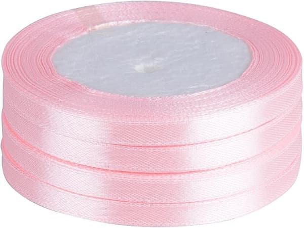 (88M*10MM) 4 ruller lys rosa satengbånd