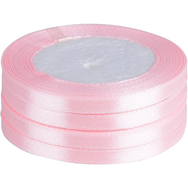 (88M*10MM) 4 ruller lyse rosa satinbånd