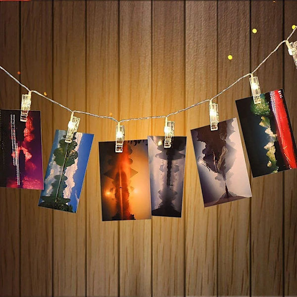 30 LED fotoklämmor ljusslinga batteridriven inomhus fe L