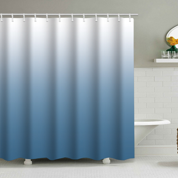 Gradient Blå Bruseforhæng, med 12 Plastikkroge 180*180cm