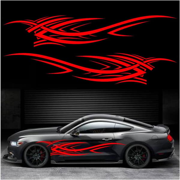 2 stk. 94,4'' Universal Flame Graphics Bil Auto Karosseri Side Sticker Red