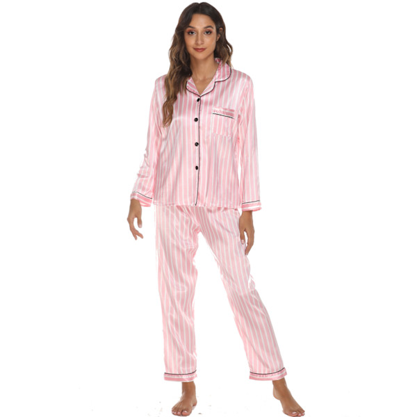 Hemkläder Kostym Långärmad Satinkofta Pyjamas (M)