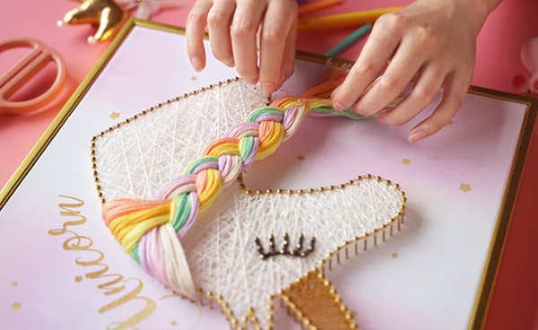 Enhjørning Håndværk - String Art Kit til Piger med Lys Håndværkssæt