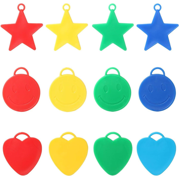 20 Helium Ballongvekter Assorterte Former og Farger Stjerner Hjerte