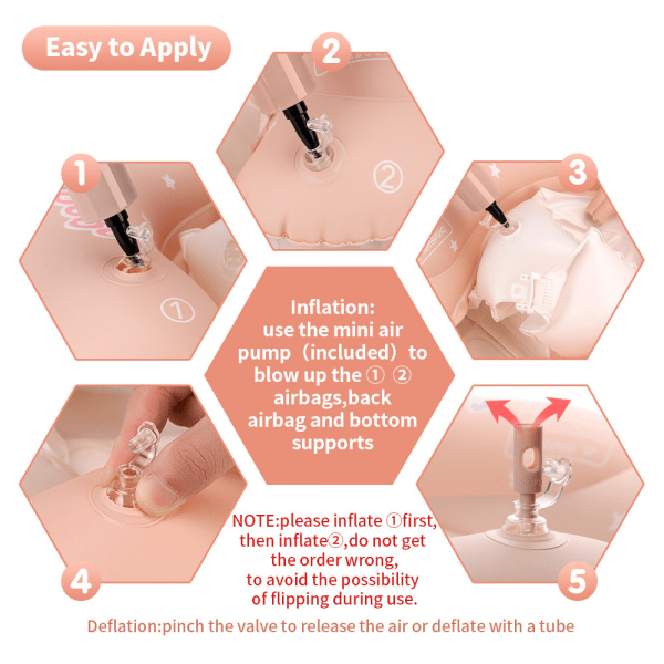 Baby Simningsfloat Uppblåsbar Baby Pool Float Ring Nyaste med Solskyddskåpa, Lägg till Svans för att förhindra Vändning för ålder 3-36 Månader, Rosa L