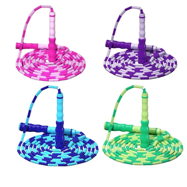 4-pack färgglada hopprep 2,7 m justerbar längd pärlade segment