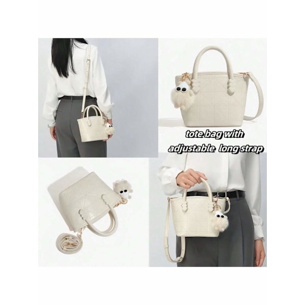 Håndtasker til kvinder - Crossbody tasker, søde skuldertasker, clutch tasker, pendler crossbody tasker til piger og kvinder - Hvid White
