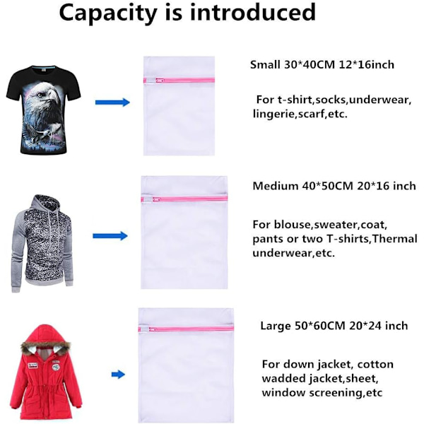 Vasketøjsnet, 5 stk. vasketøjpose (1XL+2L+2M)