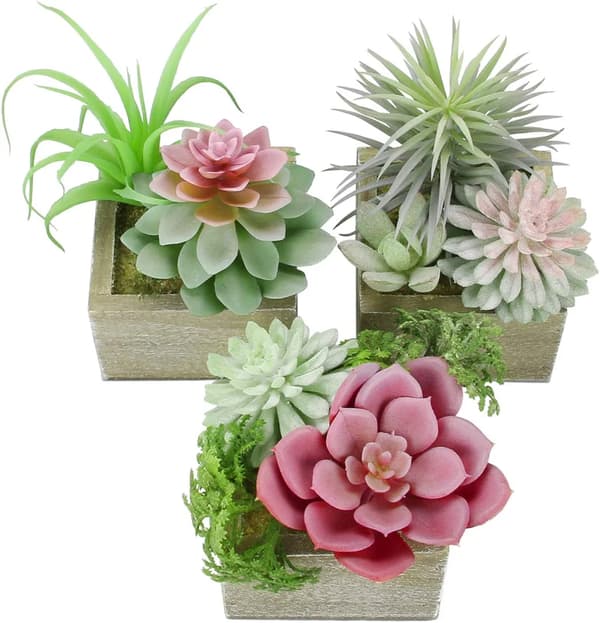 Kunstige sukkulenter, mini kunstige grønne planter, små