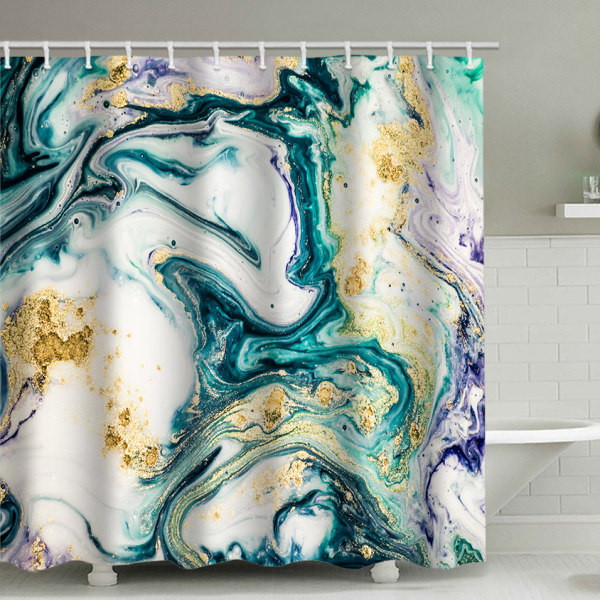 Textured Marble Shower Curtain, with 12 Plastic Hooks