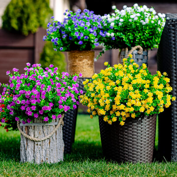 12 stk. Bukett Simulerte Utendørs Planter Kunstige Blomster