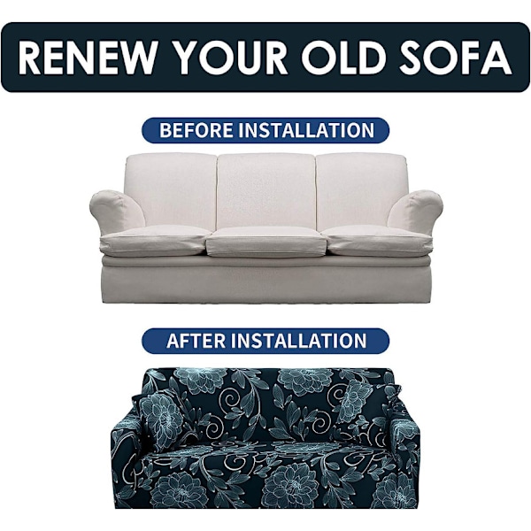 Stræk Sofa Betræk Trykt Sofa Betræk Armstol Overtræk til Sofaer Elastisk Universal Møbelbeskytter med Pudebetræk - Stil 17 Medium