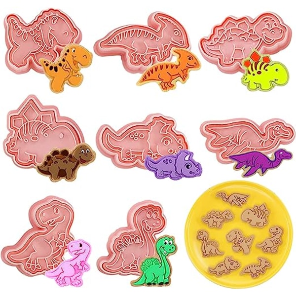 Dinosaurformet kutter, 8 stykker kakeform, 3D kjeks