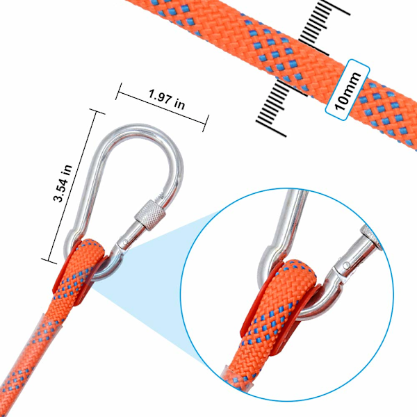 10mm Klätterrep Utomhus Statiskt Klätterrep, Flyktrep, Isklättringsutrustning, Brandsäkerhetsräddningsrep - 20m 20m
