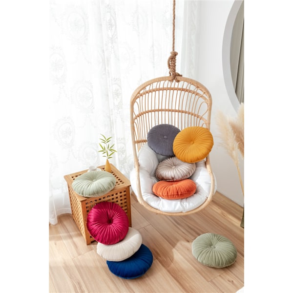 Sofa rund pute Fløyelsbekledning pute 40cm - Kaffe