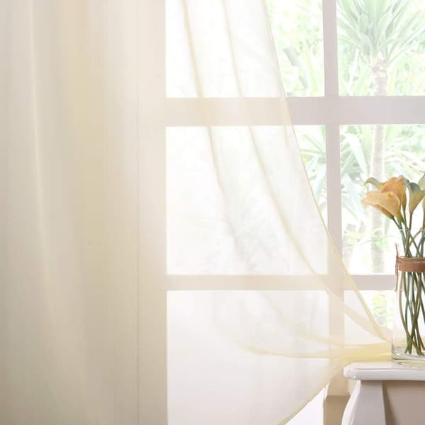 Beige Voile Gardiner - Ferdiglagde Små Innvendige Vinduspaneler