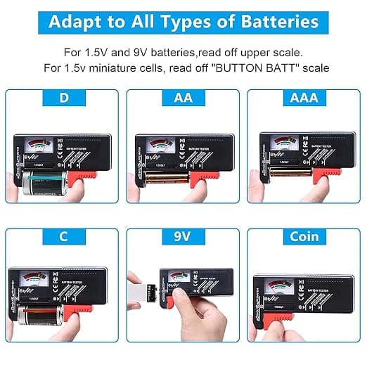 Universal batteritester, batterispenningstester for AA AAA C D