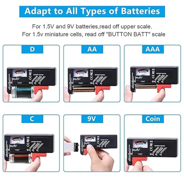 Universal Battery Tester, Battery Voltage Checker för AA AAA CD