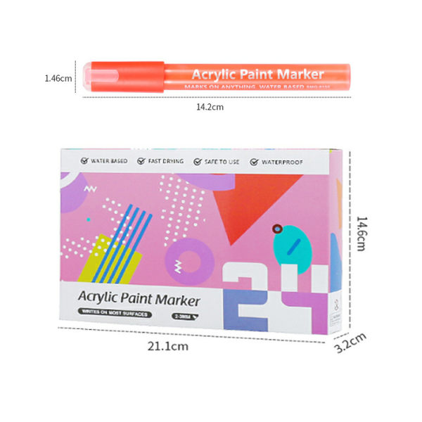 12 färger akrylmarkör vattenbaserad kroppsfärg graffitimarkör