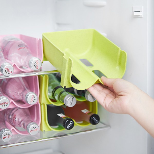 3 stk køleskabsflaskeholder, stabelbar flaskeholder i plast