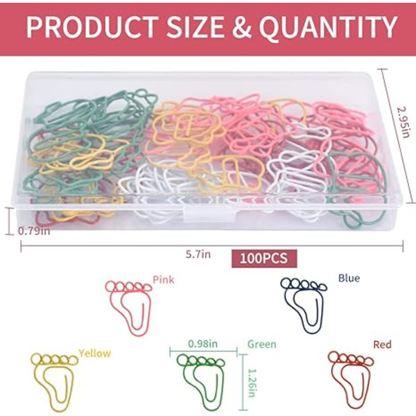 24 stk. Kreative regnbue fodaftryk papirclips assorterede farver Cu